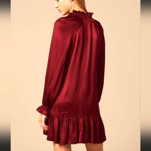 NWT Sandro Butterfly Ruffled Tie-Neck Dress